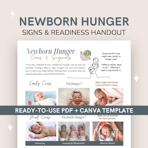 Folleto sobre señales de hambre en recién nacidos / Cómo reconocer las señales tempranas de alimentación y la preparación del bebé