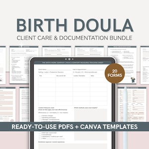 Birth Client Care Documentation Forms | Editable Canva Templates for Prenatal Notes, Care Planning & Support