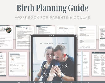Editable Birth Plan Workbook | Labour, Cesarean, Postpartum Planning (Canva Template)