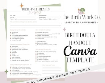 Minimalist Birth Plan | Birth Doula Handout | Childbirth Education | Doula Template