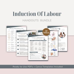 Labour Induction Handouts Bundle | Evidence-Based Teaching Resources + Editable Canva Templates for Doulas & Educators