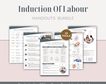 Labour Induction Handouts Bundle | Evidence-Based Teaching Resources + Editable Canva Templates for Doulas & Educators