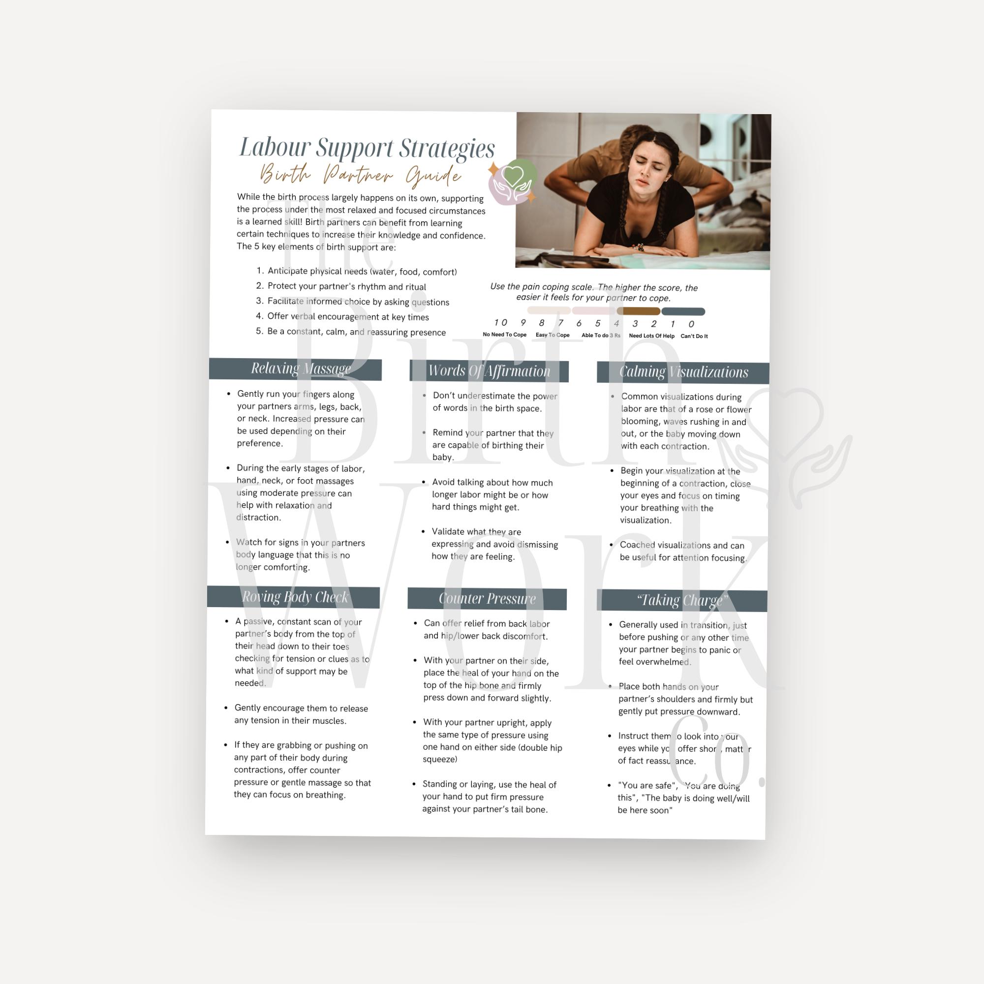 Labour Support Techniques – Printable Handouts and Canva Template for ...