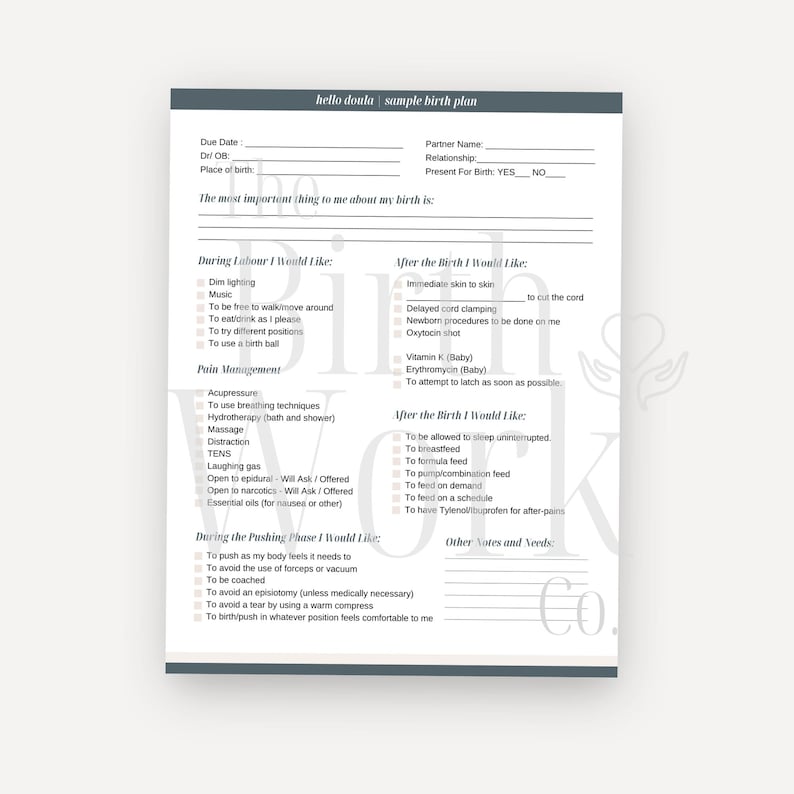 Birth Doula Client Intake Forms | Editable Canva Templates for Prenatal ...