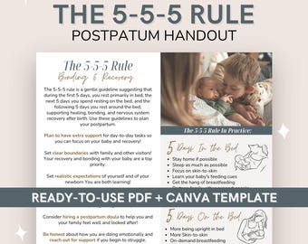 De 5-5-5-regel: postpartum herstelgids | Voorzichtige educatie voor het vierde trimester en bewerkbare canva-sjabloon