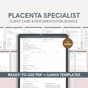 Placenta Encapsulation Specialist Client Care Forms | Editable Canva Templates for Intake, Documentation & Care Tracking