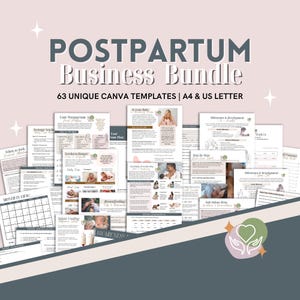 Formulários e folhetos para clientes de Doula pós-parto | Kit inicial para negócios | Modelos editáveis do Canva | Admissão, contratos, planos de cuidados e muito mais