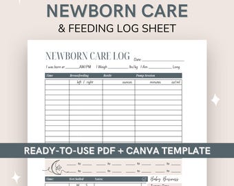 Newborn Feeding Log | Breastfeeding, Diaper & Sleep Tracker