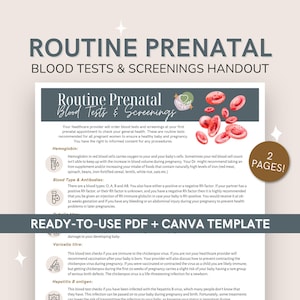 Prenatal Blood Tests and Screenings Handout | Understanding Common Pregnancy Labs and Results