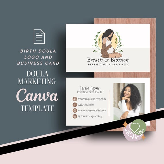 Doula Business Card Editable Canva Template | Professional Marketing Card for Birth Doulas & Perinatal Businesses