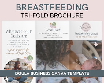 Breastfeeding Education Brochure – Editable Canva Tri-Fold + PDF for Doula Client Packets, Parent Resources & Classes