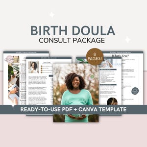 Paquete de entrevista y consulta con doula de parto / Guía de bienvenida y preguntas para el cliente editable