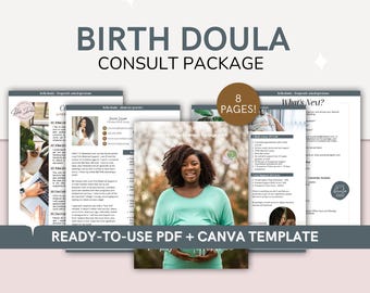 Paquete de entrevista y consulta con doula de parto / Guía de bienvenida y preguntas para el cliente editable