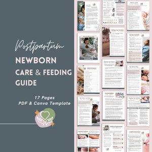 Newborn Care Guide Handout | Baby Basics for New Parents | Doula & Postpartum Educator Canva Template | Printable PDF