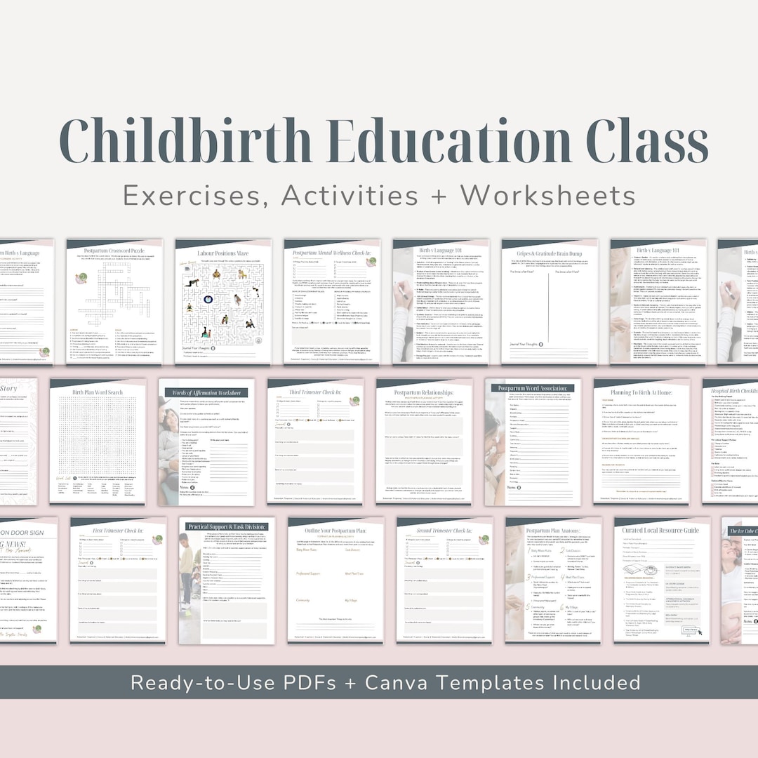 Childbirth Education Activities Bundle | Editable Prenatal Class Games ...