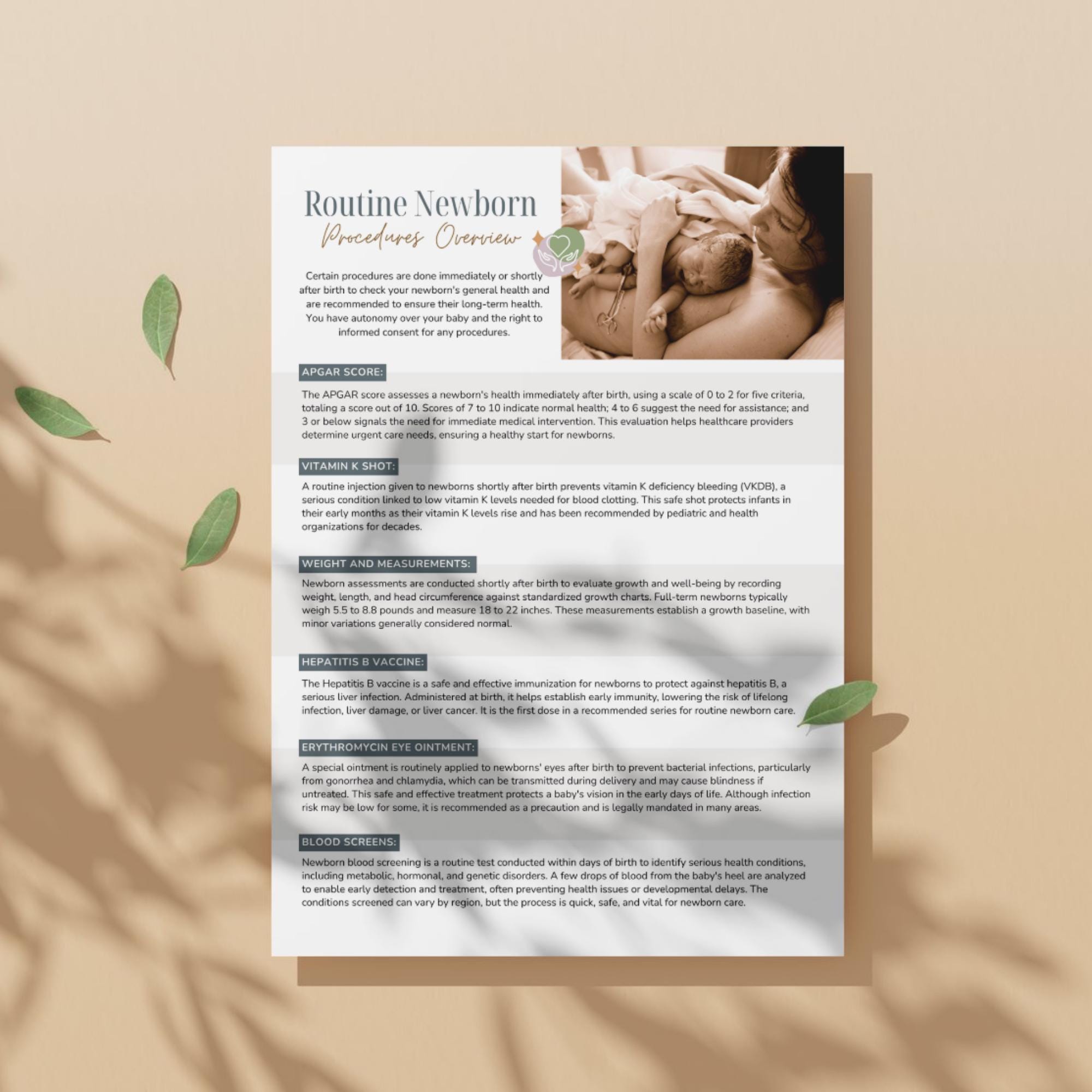 Newborn Routine Pdf Routine Newborn Procedures Overview Handout: Evidence-based Resource ...