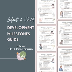 Birth to Age 2 Development Milestones Guide – Editable Canva Template + PDF for Doulas, Teachers & Parent Support