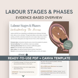 Labour Stages & Phases Handout | Editable Birth Education Guide