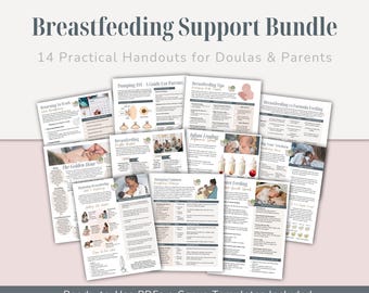 Stillbildung Handouts Bundle | Bearbeitbare Kundenressourcen für Doulas