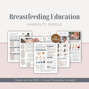Paquete de materiales educativos sobre lactancia materna / Plantillas editables de Canva para clases para padres, doulas y apoyo a la lactancia