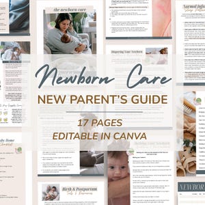 Manuale per la cura del neonato / Nozioni di base sul bambino per i neo-genitori / Formazione per i clienti Doula / Modello Canva modificabile in PDF