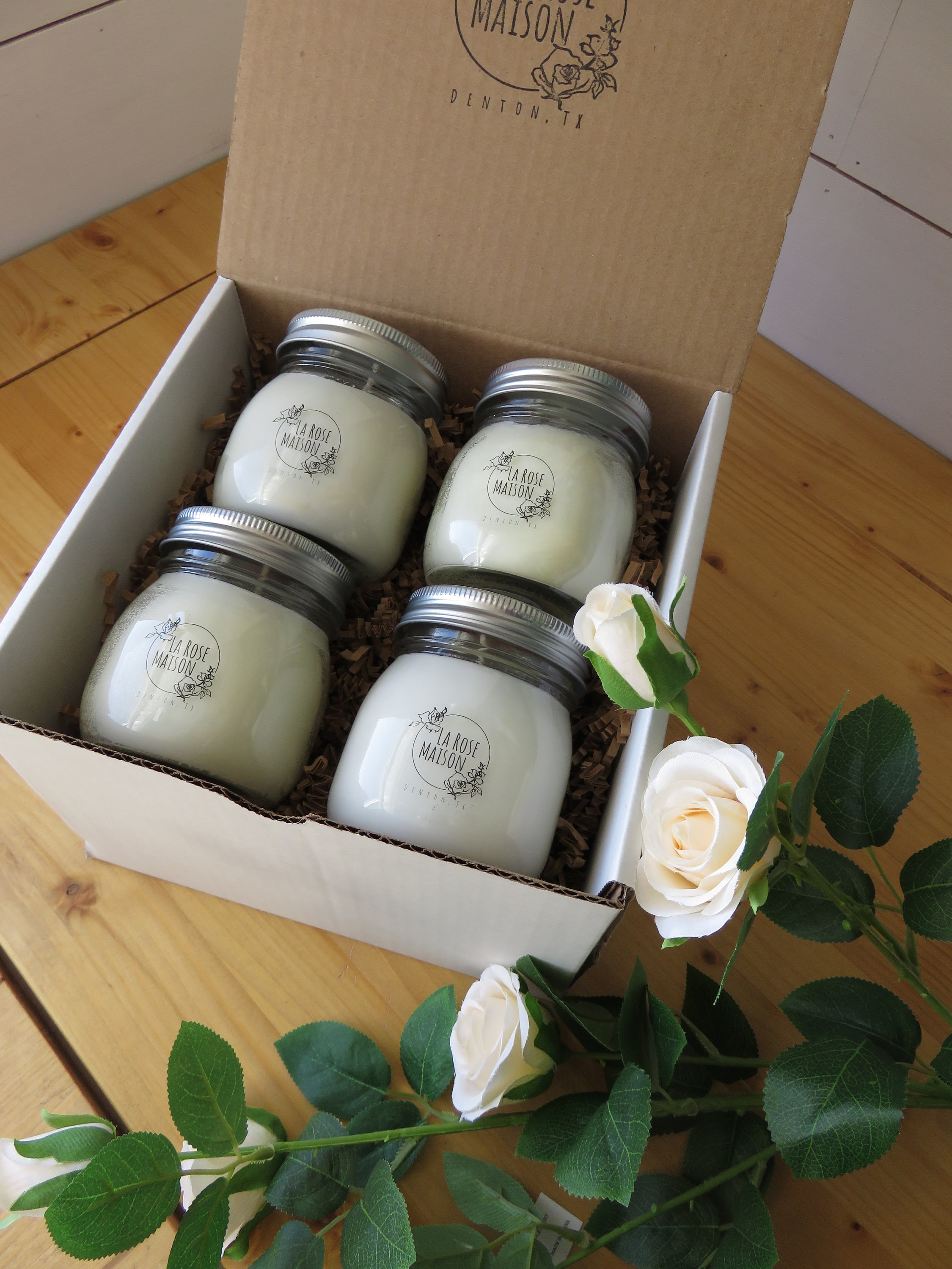 Candle Gift Set: Four Soy Candles + Matches - Handmade in Texas - Etsy