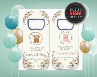 Favores de cumpleaños para niños, imanes de nevera con abrebotellas personalizables