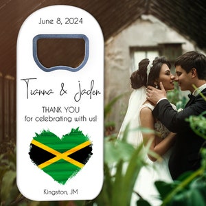 Jamaica Themed Wedding Magnet Favors | Bottle Opener Save the Date Favor