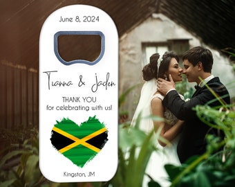 Jamaica Themed Wedding Magnet Favors | Bottle Opener Save the Date Favor