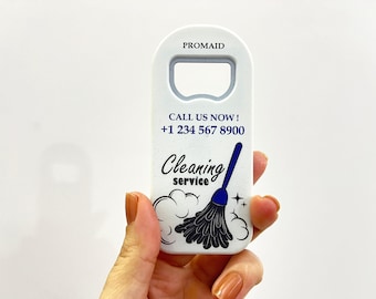 Cleaning Service Business Themed Bottle Opener Magnets, Marketing Promotion Company Swags