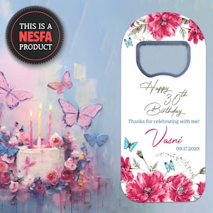 Floral Birthday Party Favors, Customizable Bottle Opener Fridge Magnet Gifts