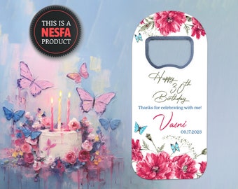 Floral Birthday Party Favors, Customizable Bottle Opener Fridge Magnet Gifts