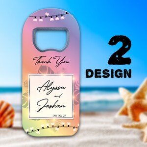 Tropical Wedding Favor Magnets with Beach Themes for Guests in Bulk, Custom Bottle Opener Fridge Magnet Favour Save the Dates