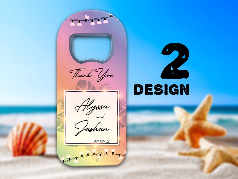 Tropical Wedding Favor Magnets with Beach Themes for Guests in Bulk, Custom Bottle Opener Fridge Magnet Favour Save the Dates