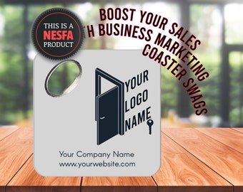 Real Estate Logo Placed Small Business Promotional Gifts, Realtor Marketing Custom Bottle Opener Coasters