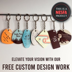 Hotel Keychains - Motel Key Chains Customizable with Logo and Design, Custom Sublimation Printed Hotel Room Door Keyrings
