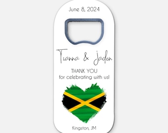 Jamaica Themed Wedding Magnet Favors | Jamaican Bottle Opener Save the Date Favor