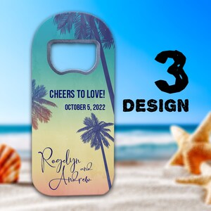 Tropical Wedding Favor Magnets with Beach Themes for Guests in Bulk, Custom Bottle Opener Fridge Magnet Favour Save the Dates