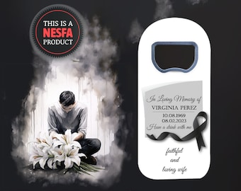 Personalized Funeral Fridge Magnet Bottle Opener - Custom Memorial Keepsake