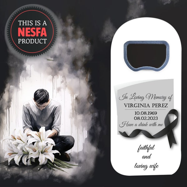 Personalized Funeral Fridge Magnet Bottle Opener - Custom Memorial Keepsake