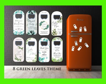 Wedding Favors in Bulk, Custom N35 Neodymium Magnetic Back Rigid Plastic Bottle Opener Greenery Save the Dates