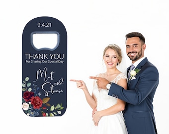 Personalized Wedding Favor Bottle Opener Magnets with Custom Names and Date – Great Party Gift, Memorable Keepsake