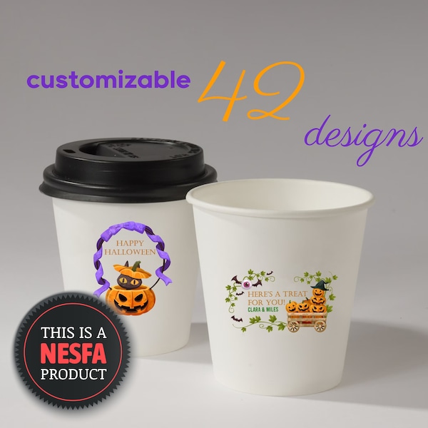 Halloween Pappbecher, Einweg-Dixie-Becher mit anpassbaren All Hallows Eve-Designs, Halloween-Geschirr (nur 7 Unzen)