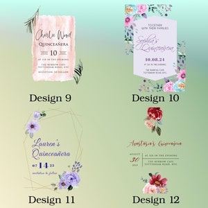 Quinceanera Pattern Options for Acrylic Invitations