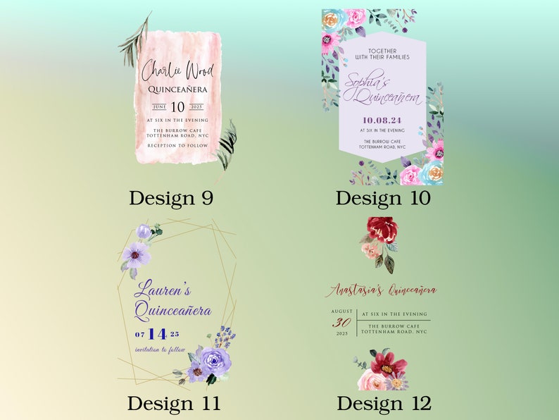 Quinceanera Pattern Options for Acrylic Invitations