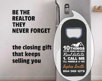 Realtor Closing Gift, Personalized Real Estate Branding Bottle Opener Magnets, Marketing Gifts in Bulk