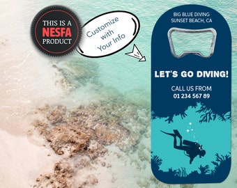 SCUBA DIVING GIFT for Marketing Purposes, Customer Favors, Customizable Diving School Promotional Gifts, Cap Opener Fridge Magnets