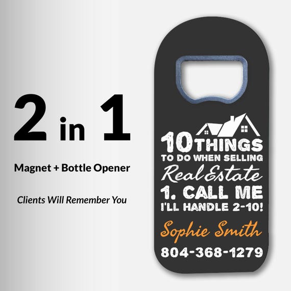 Realtor Closing Gift, Personalized Real Estate Branding Bottle Opener Magnets, Marketing Gifts in Bulk