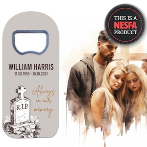 Funeral Favors • Customizable In Loving Memory Bottle Opener Magnets • Memorial Favours, Celebration of Life Gifts