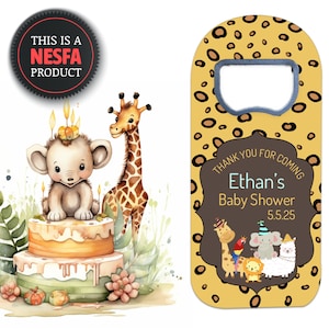 Safari Kids Birthday Party Gift, Custom Bottle Opener Fridge Magnet Favors